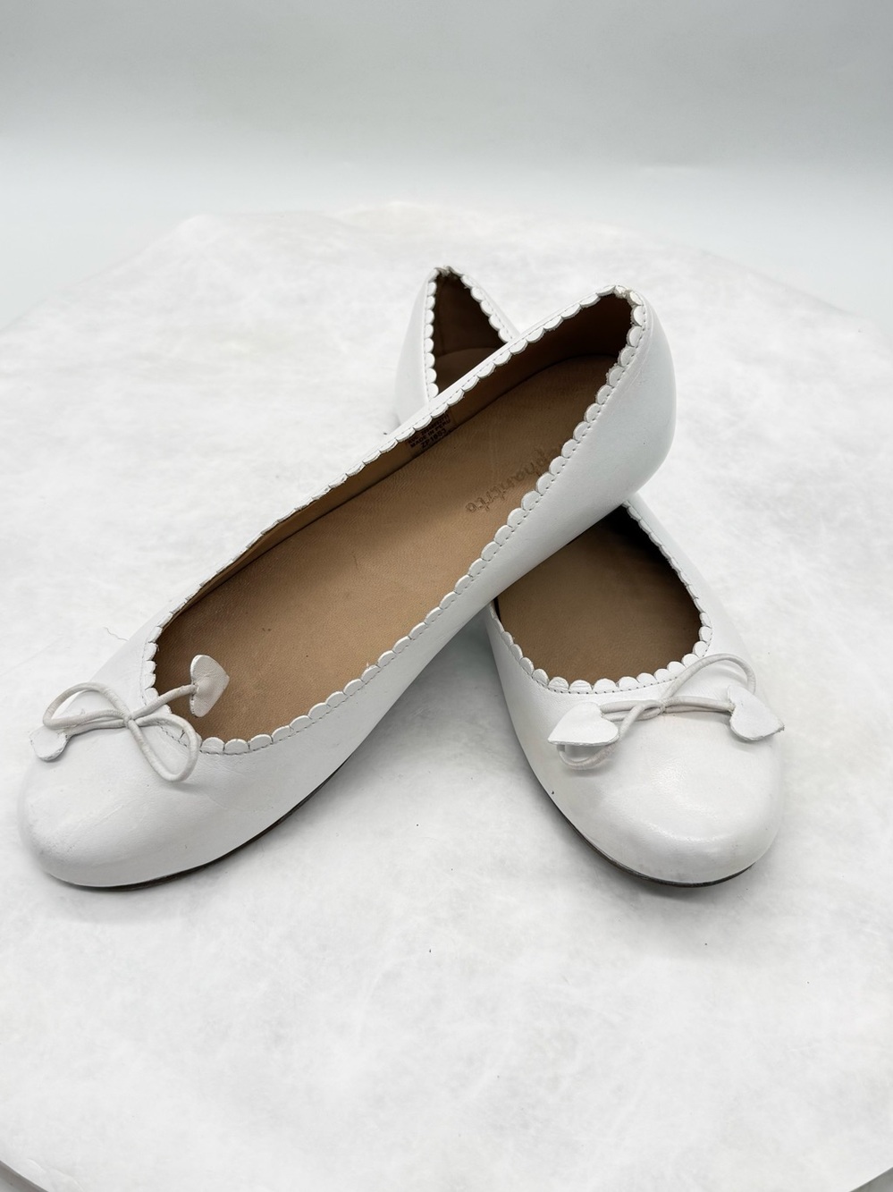 Elephantito White Scalloped Ballet Flats with Bow
